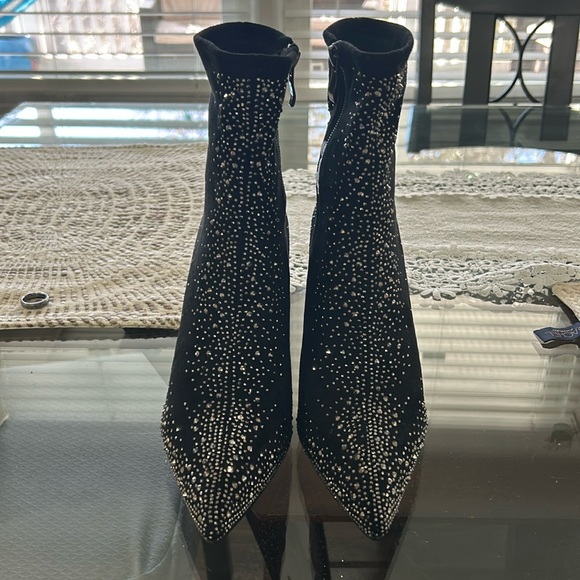 ISNOM Black Rhinestone Boots - Picture 2 of 6